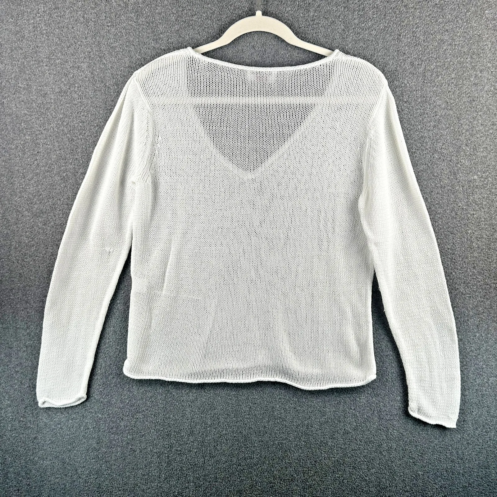 Vtg Talbots‎ Women's White 100% Cotton V Neck Pullover Sweater SEE MEASUREMENTS - Image 7