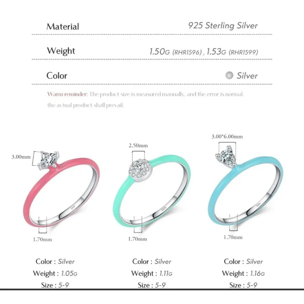 Pink Ceramic Ring‎ w/ Diamond Simulate |925 Sterling Silver - Image 4