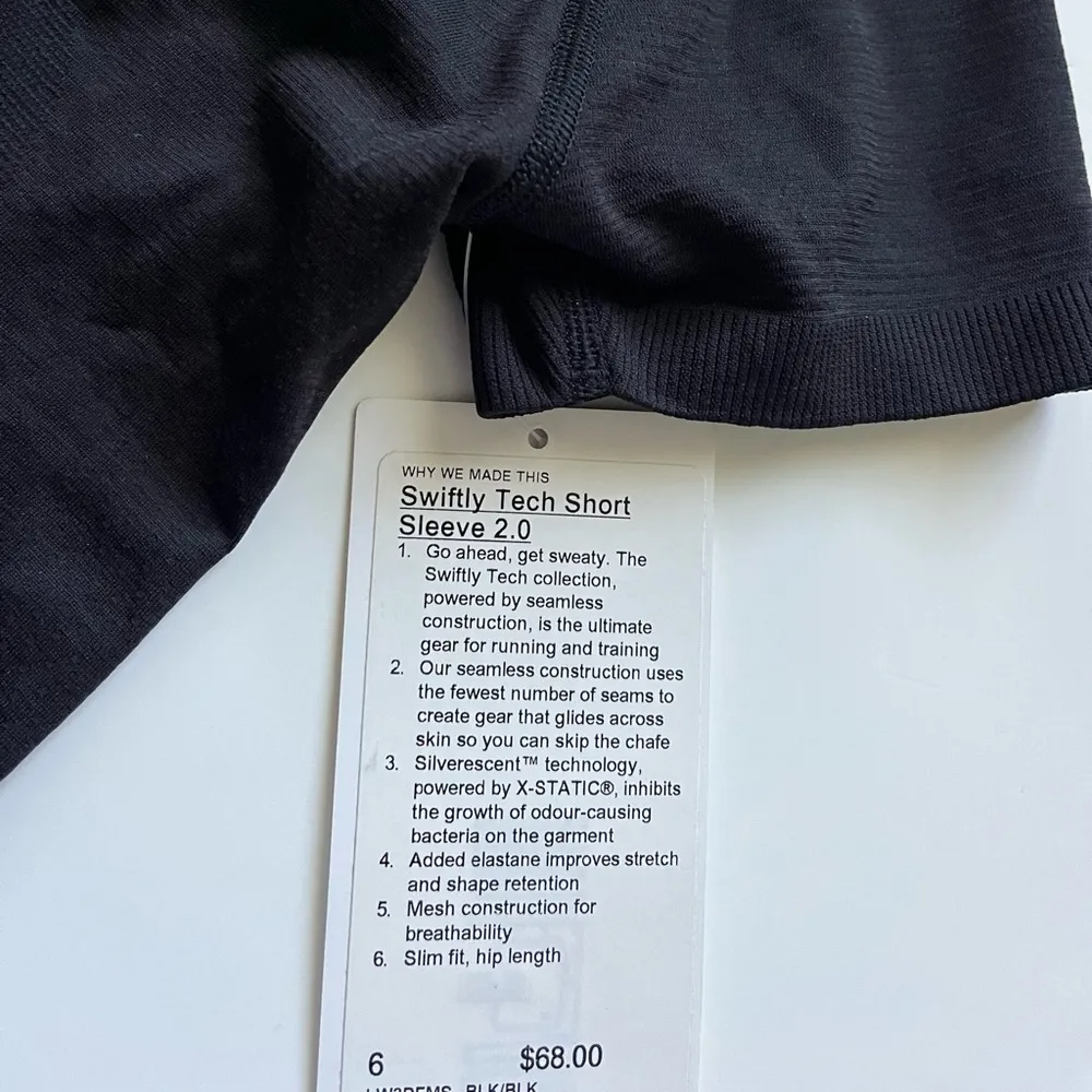 Lululemon  athletica Swiftly Tech Short Sleeve 2.0 Black -Size 6 - Image 4