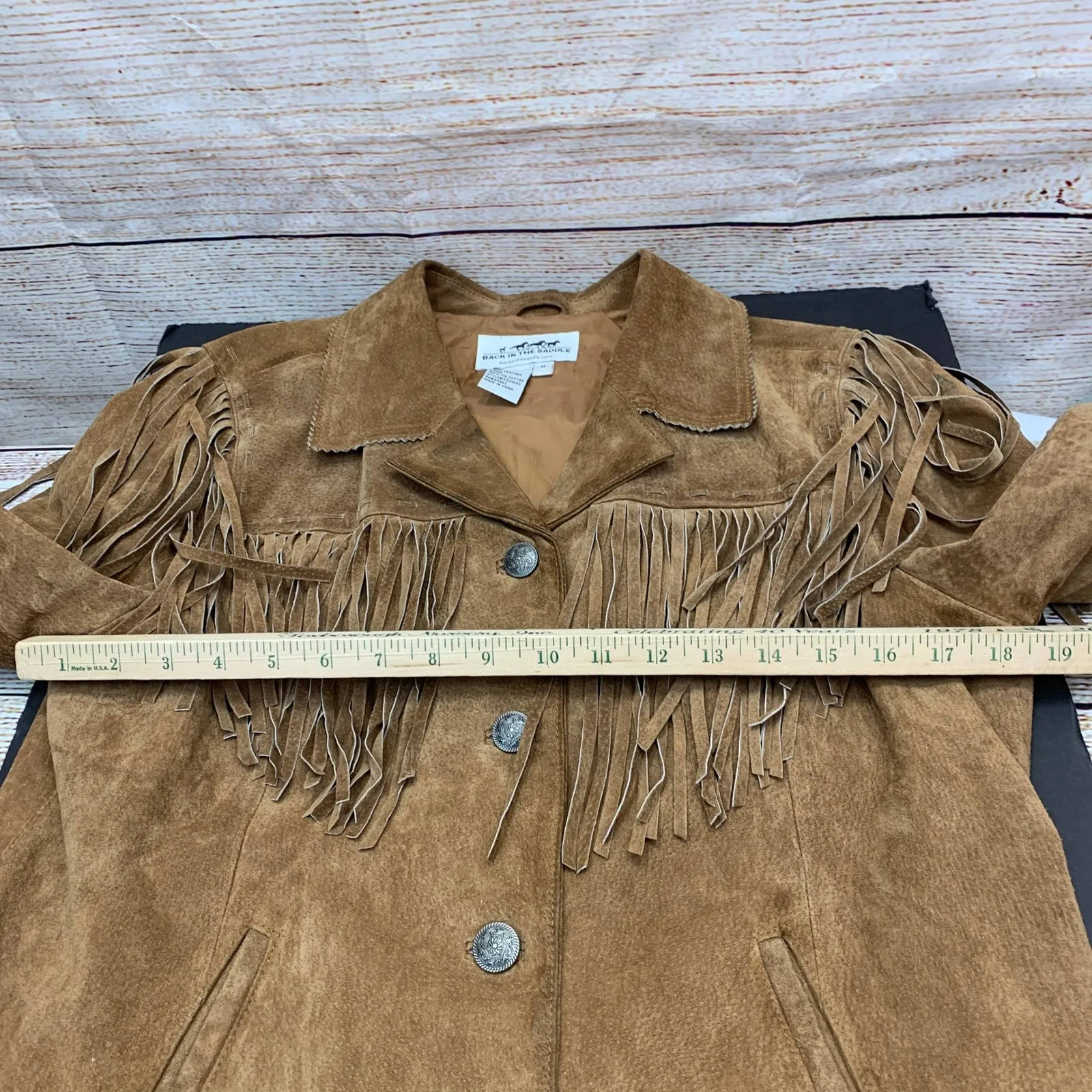 Back In The Saddle Suede Fringe Western Jacket Blazer Brown Women's Medium - Image 6