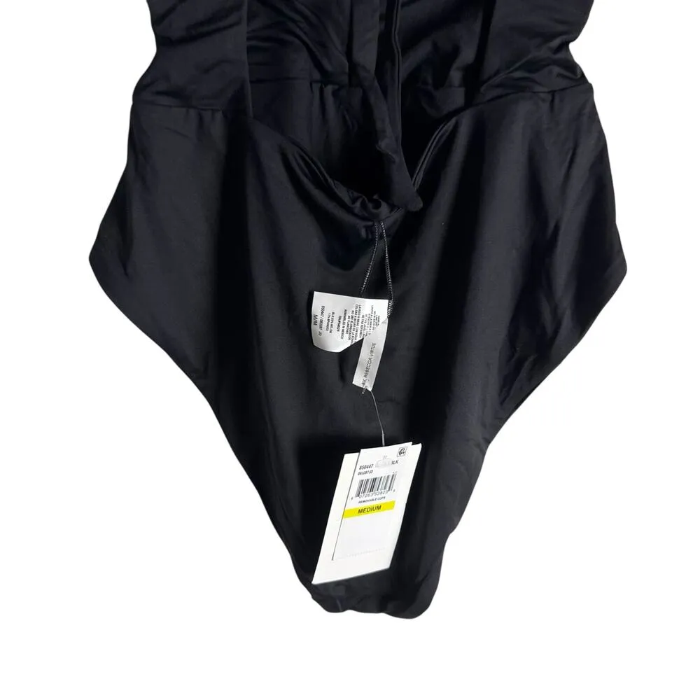 Becca Rebecca Virtue Color Code Sarai Black Plunge One Piece Swimsuit Size M - Image 8