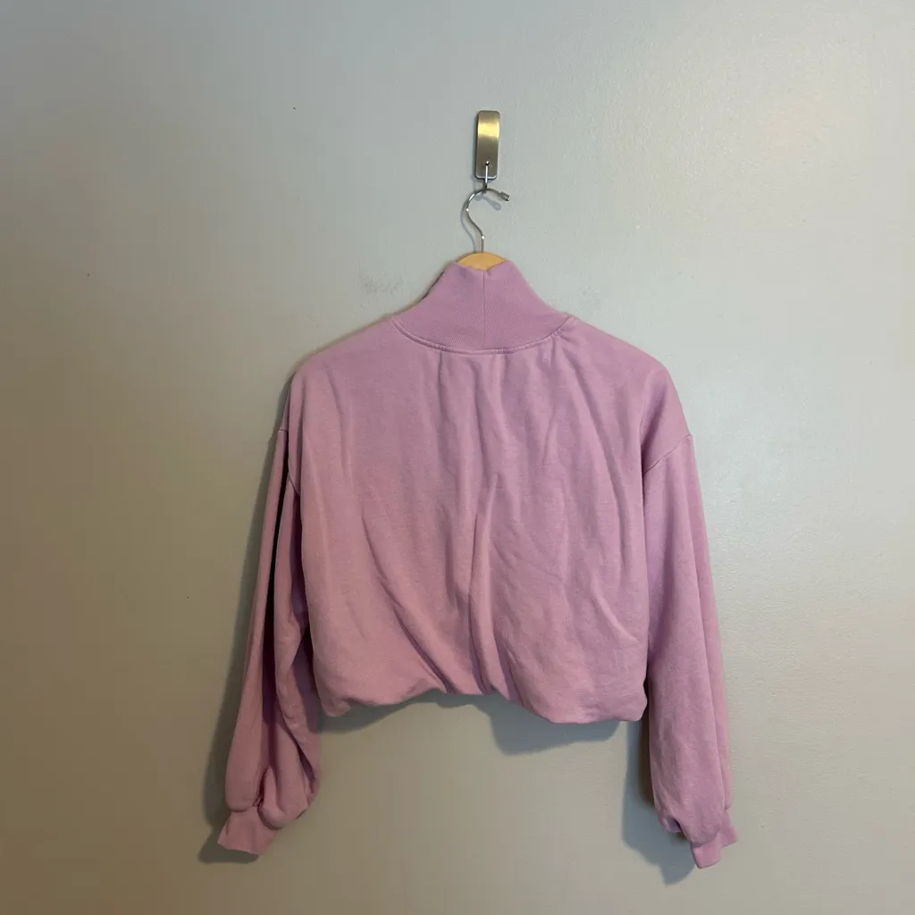 Anthropologie Pilcro Bubblehem Cropped Pink Sweatshirt size XS - Image 6