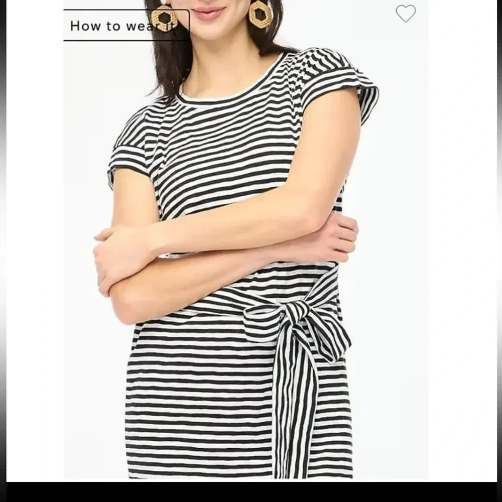 JCrew Striped Black and White Shortsleeved‎ 100% Cotton Dress - Image 12