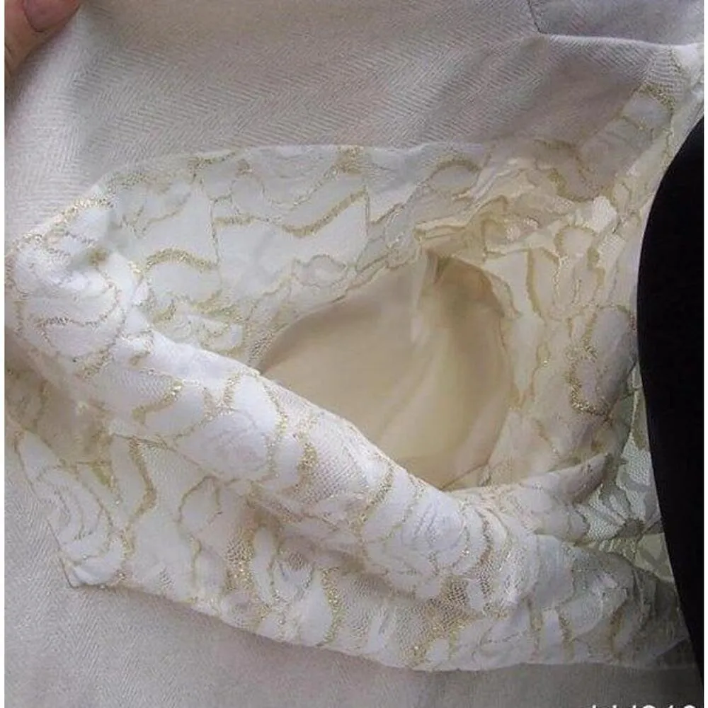 Cache Beige Cotton Tweed Cotton Metallic Lace Lined Jacket Top New NWT $138 - Image 3