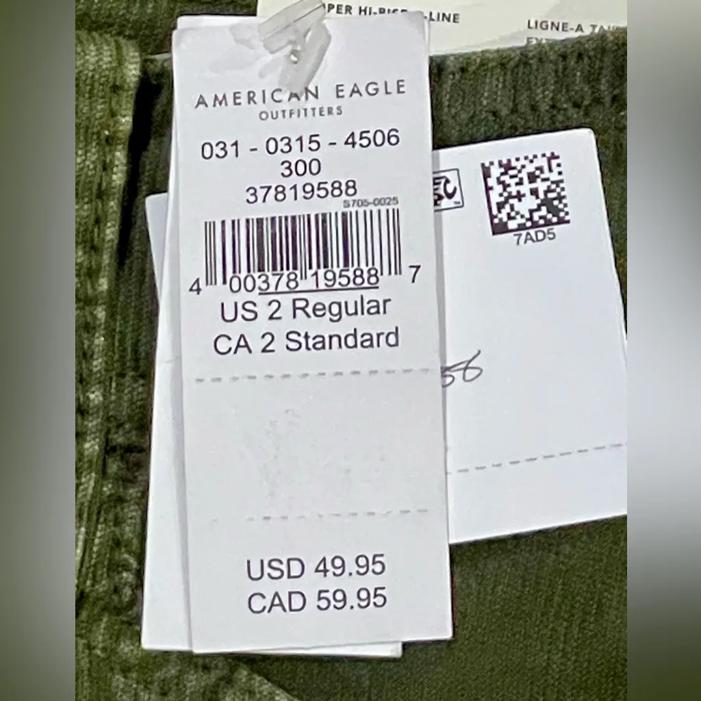 AE American Eagle Super Hi-Rise A-Line Green Corduroy Mini Skirt - Sz 2 -NWT - Image 14