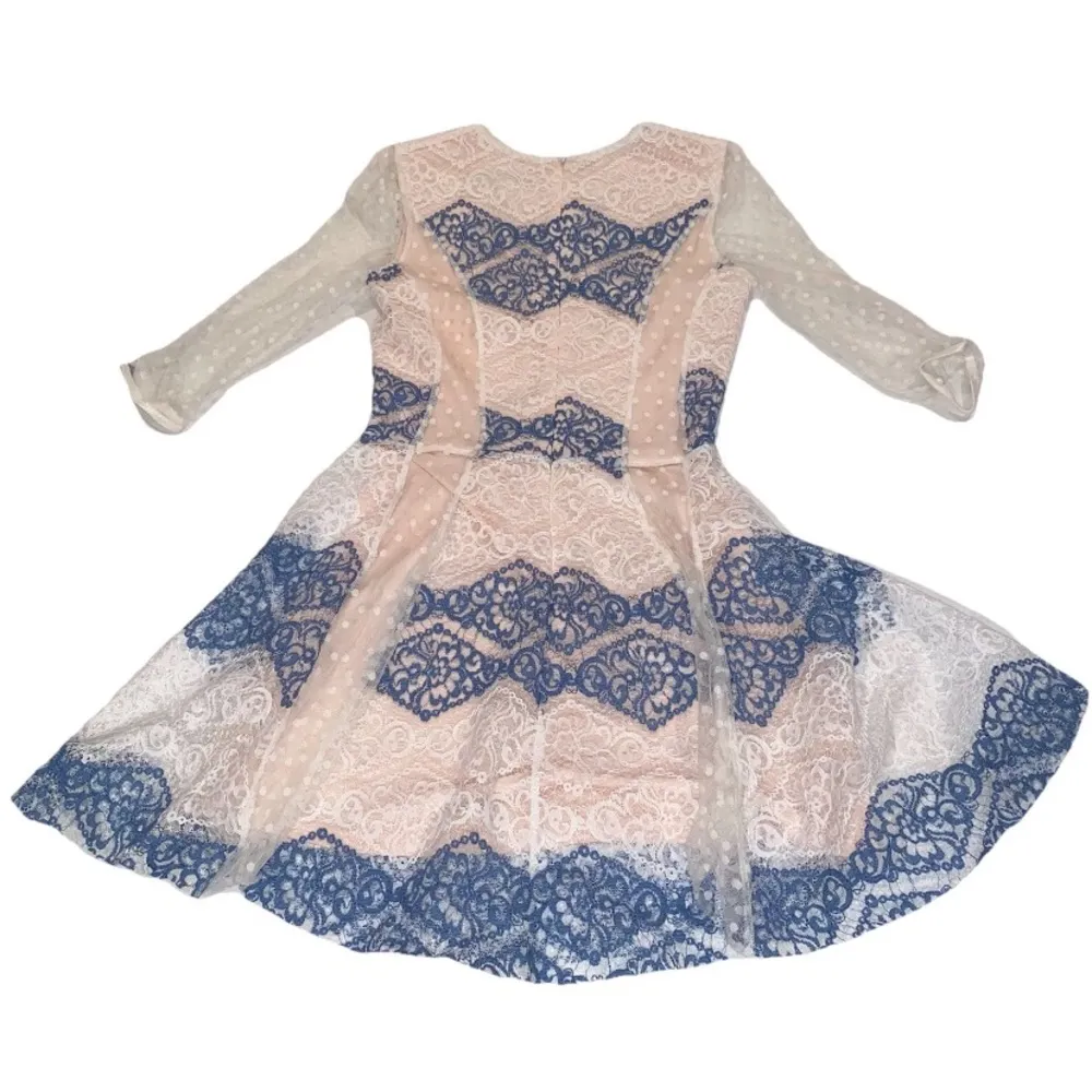 Millie Mackintosh Sheer Lace Dress Blue White Easter Spring Small 4 - Image 2