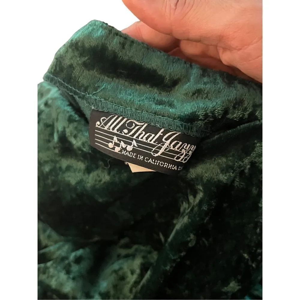 All That Jazz Vintage‎ Green Velvet Dress Size Medium - Image 7