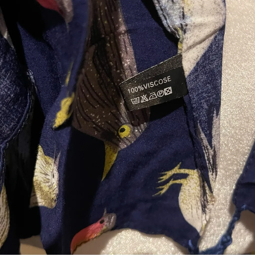 Navy Bird Print Kimono with Tassels Blue Size undefined - Image 4