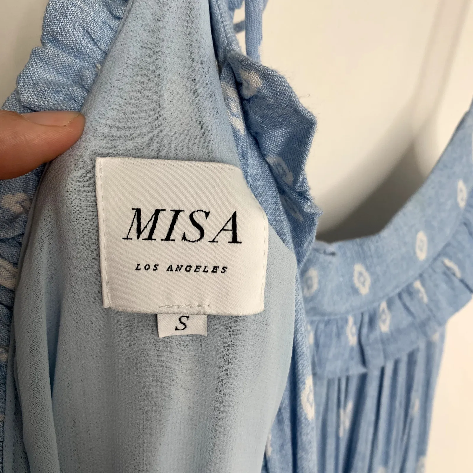 MISA Los Angeles Tassel Thale Maxi Dress Blue Womens Small - Image 9