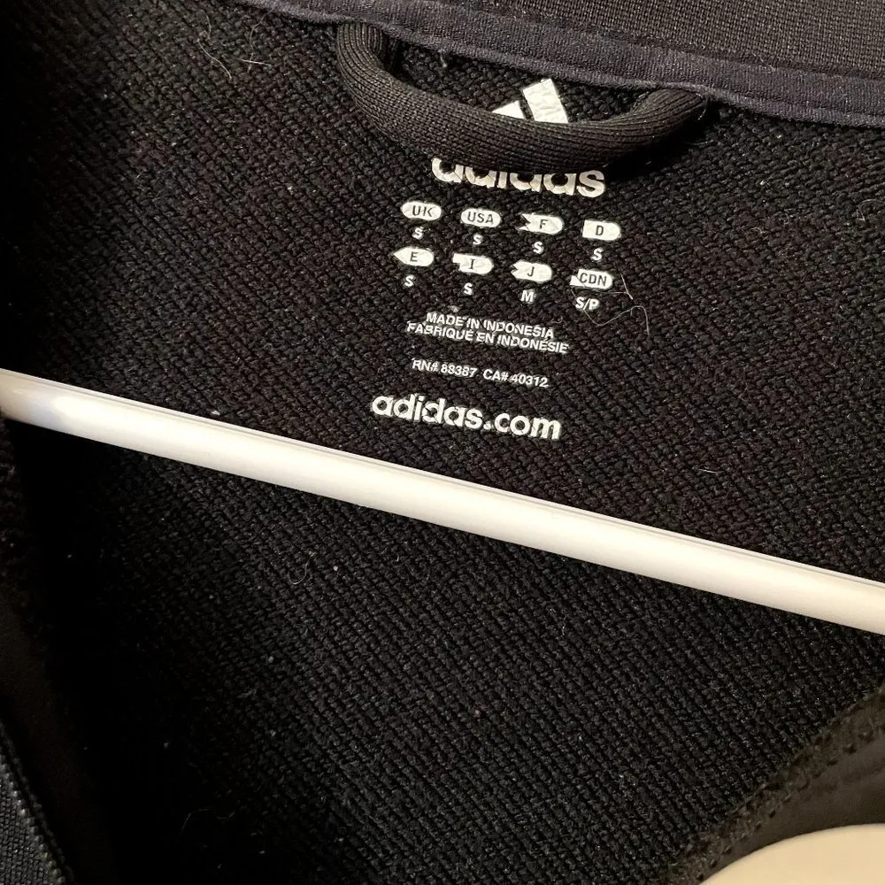 Adidas black and white racer stripes half zip jacket athletic comfort pockets - Image 3