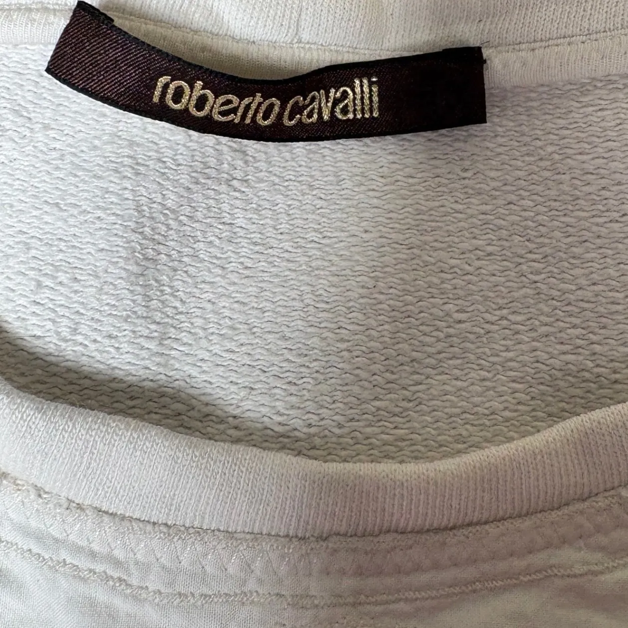 Roberto Cavalli White Lace Embellished Crewneck Sweatshirt Top Size 44 US 10 - Image 7