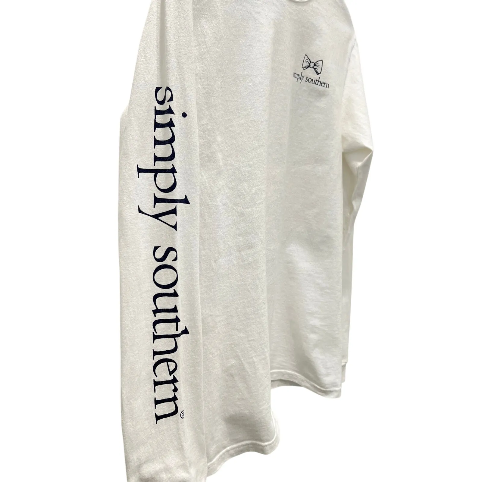 Simply Southern White Long Sleeve Graphic T Shirt Small Make Some Waves - Image 5