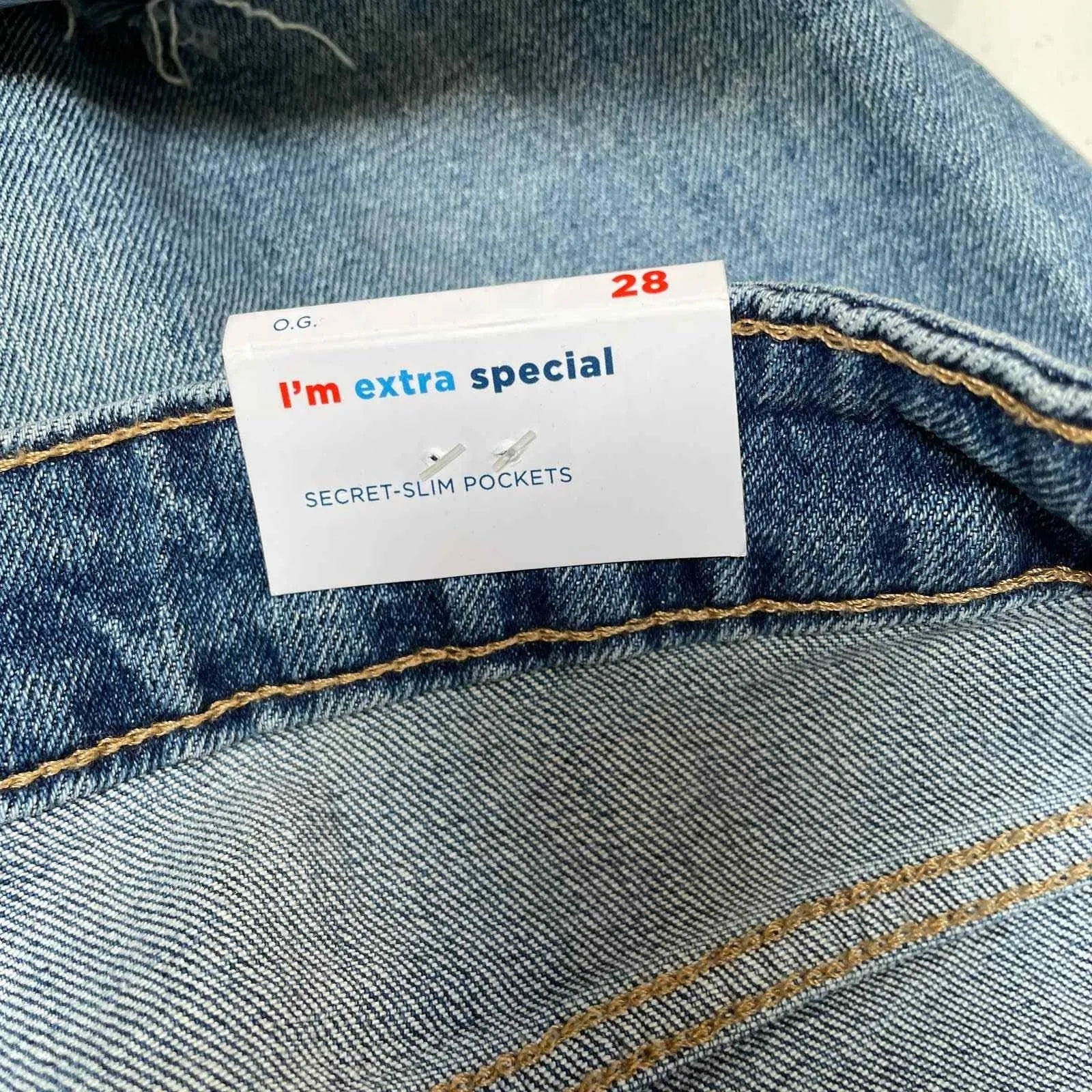 Old Navy OG Straight High Rise Cut-off Shorts Womens Plus 28 Blue Distressed NEW - Image 9