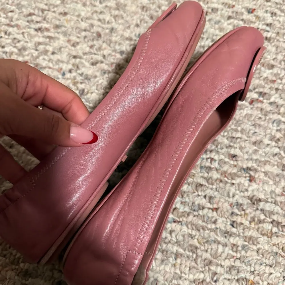 Tory Burch Minnie Travel Ballet with Leather Logo in Rosa- Size 9.5 - Image 10