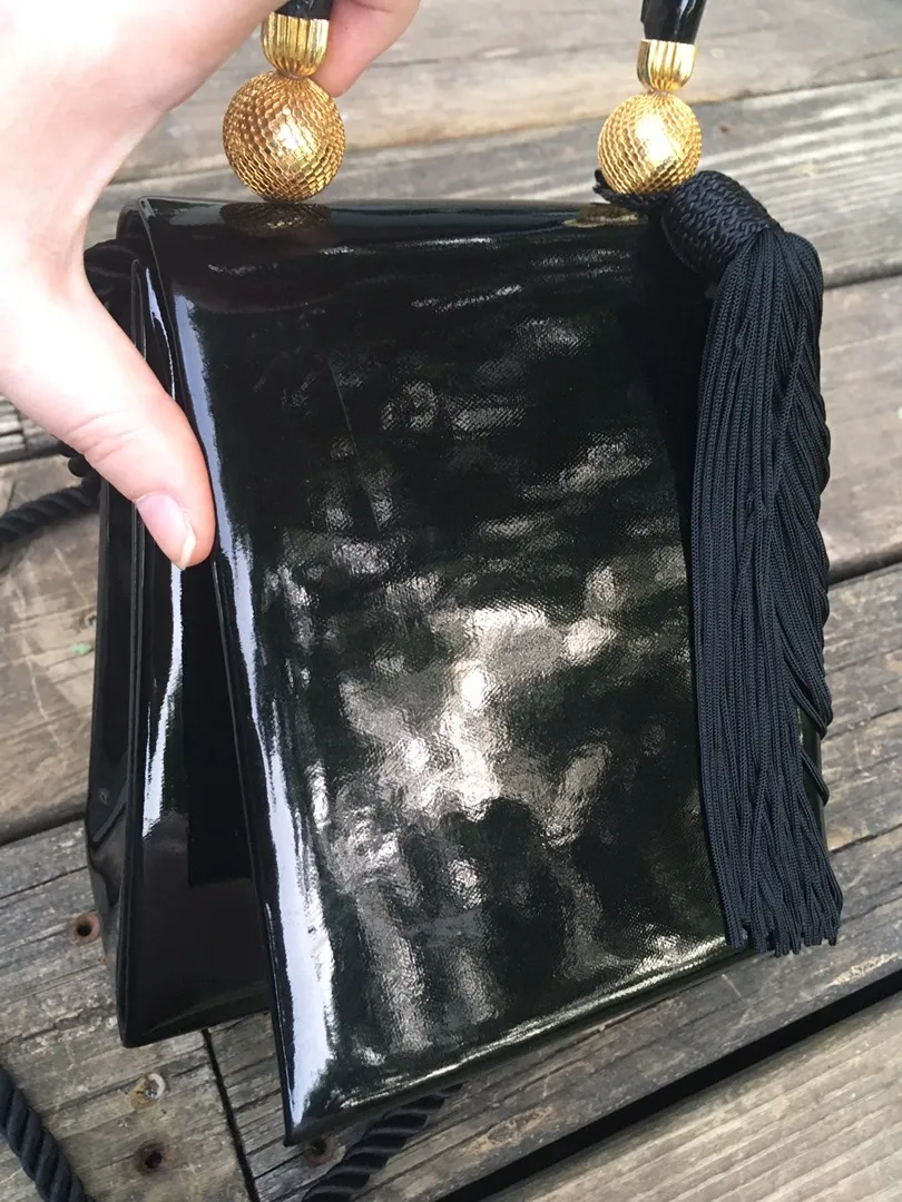 Classy Black Shine Rectangular Bag - Image 5