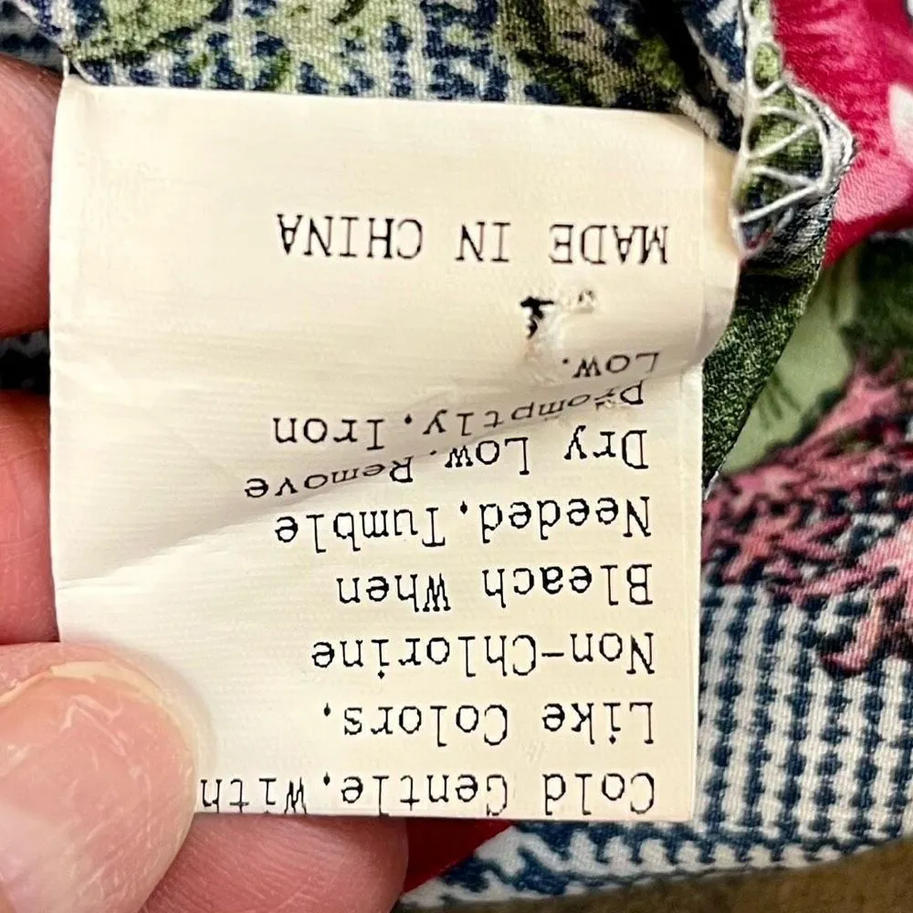 Jeuvre Floral Ruffle Plaid Mock Turtleneck Long Sleeve Blouse Medium Black - Image 12