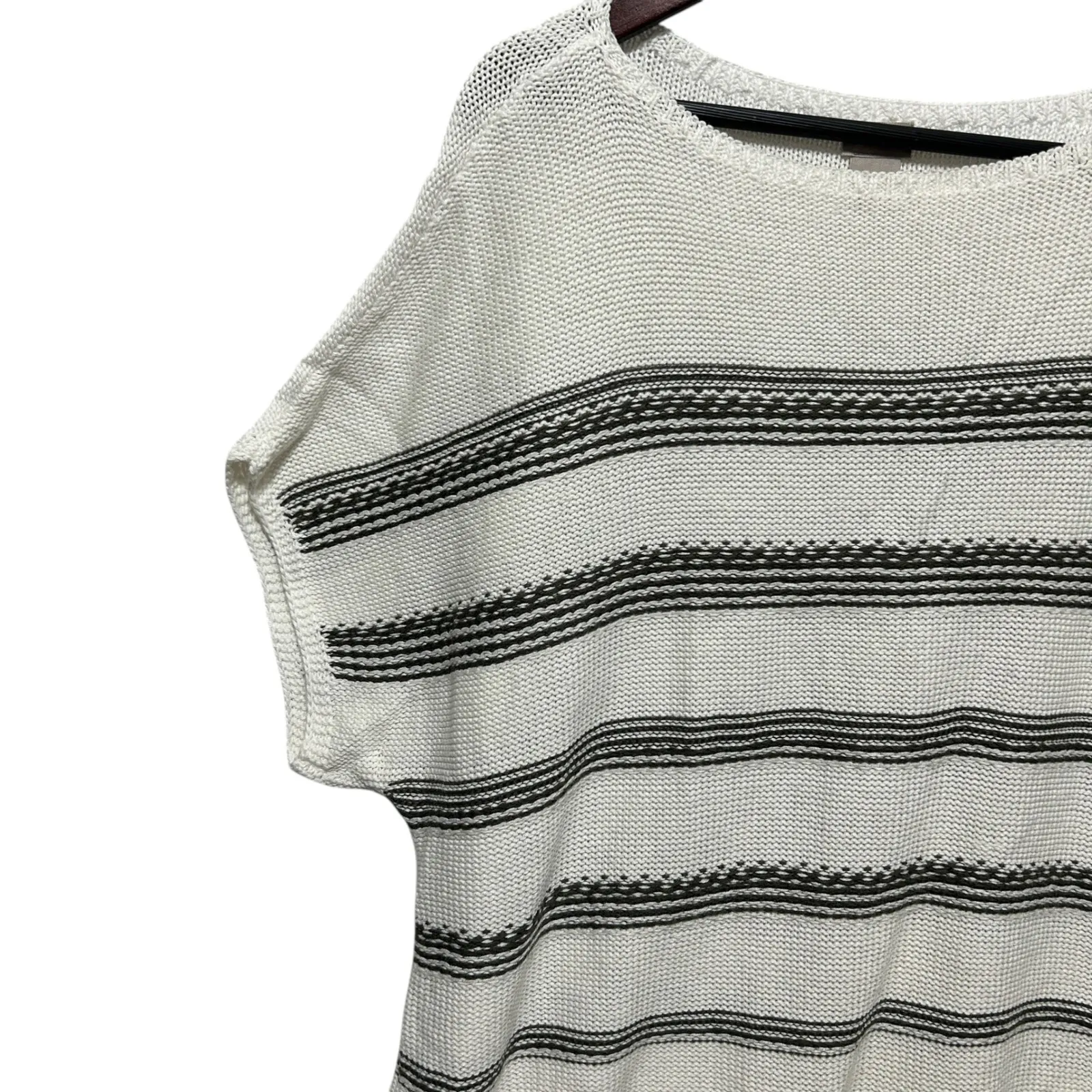 Chicos 4 Womens Sweater 2X Stripe Boatneck Textured Knit Coastal Beachy Indie - Image 3