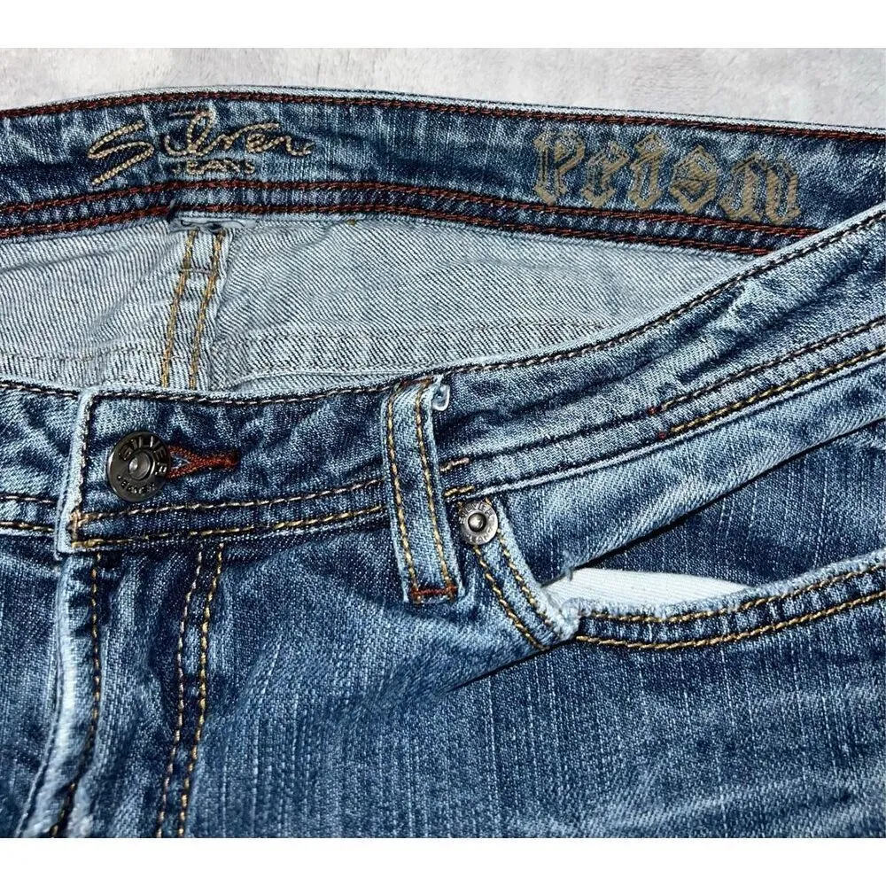 VINTAGE 00s y2k Silver Jeans Low Rise PRISM Flare Bootcut - Image 3