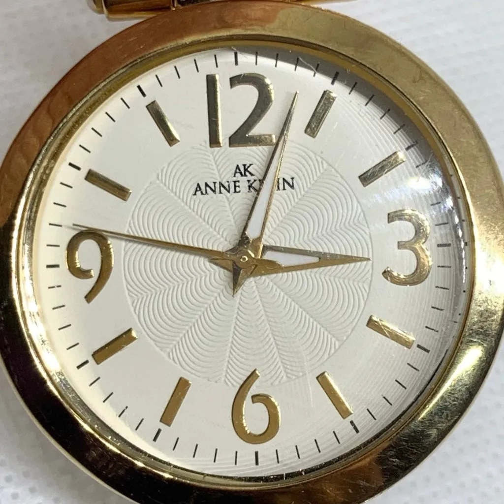 Anne Klein women’s gold tone watch quartz analog 35mm brown running - Image 3