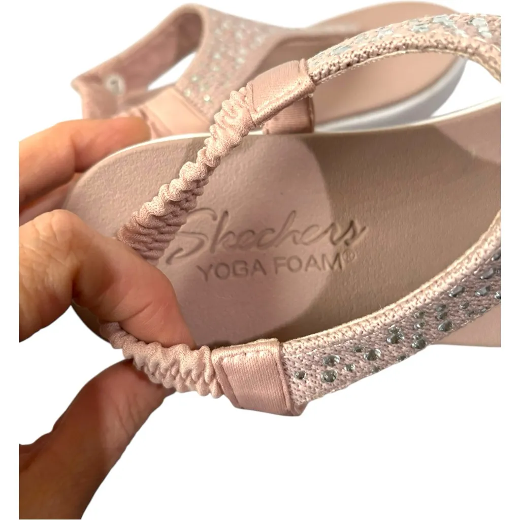 Skechers Meditation Rock Crown Yoga Foam Thong Sandals Rhinestone Pink Sz 7 - Image 10