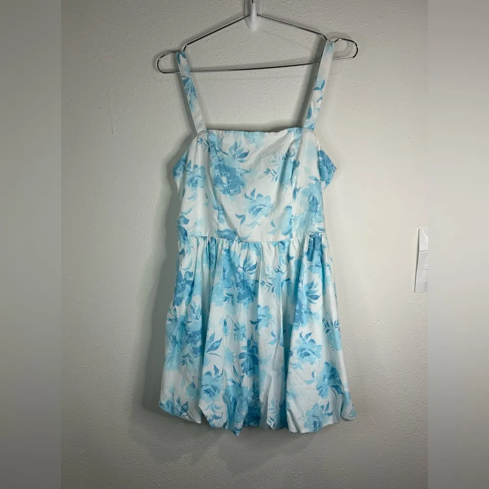Trixxi Women’s Blue Floral Bubble Hem Mini Dress Size XL - Summer Sundress - Image 2