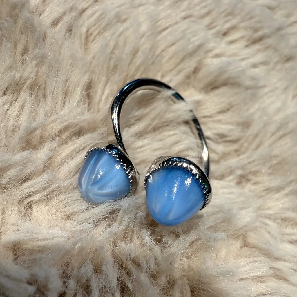 Vtg Sarah Coventry‎ "Too Blue" Ring Silvertone Adjustable Silver - Image 2