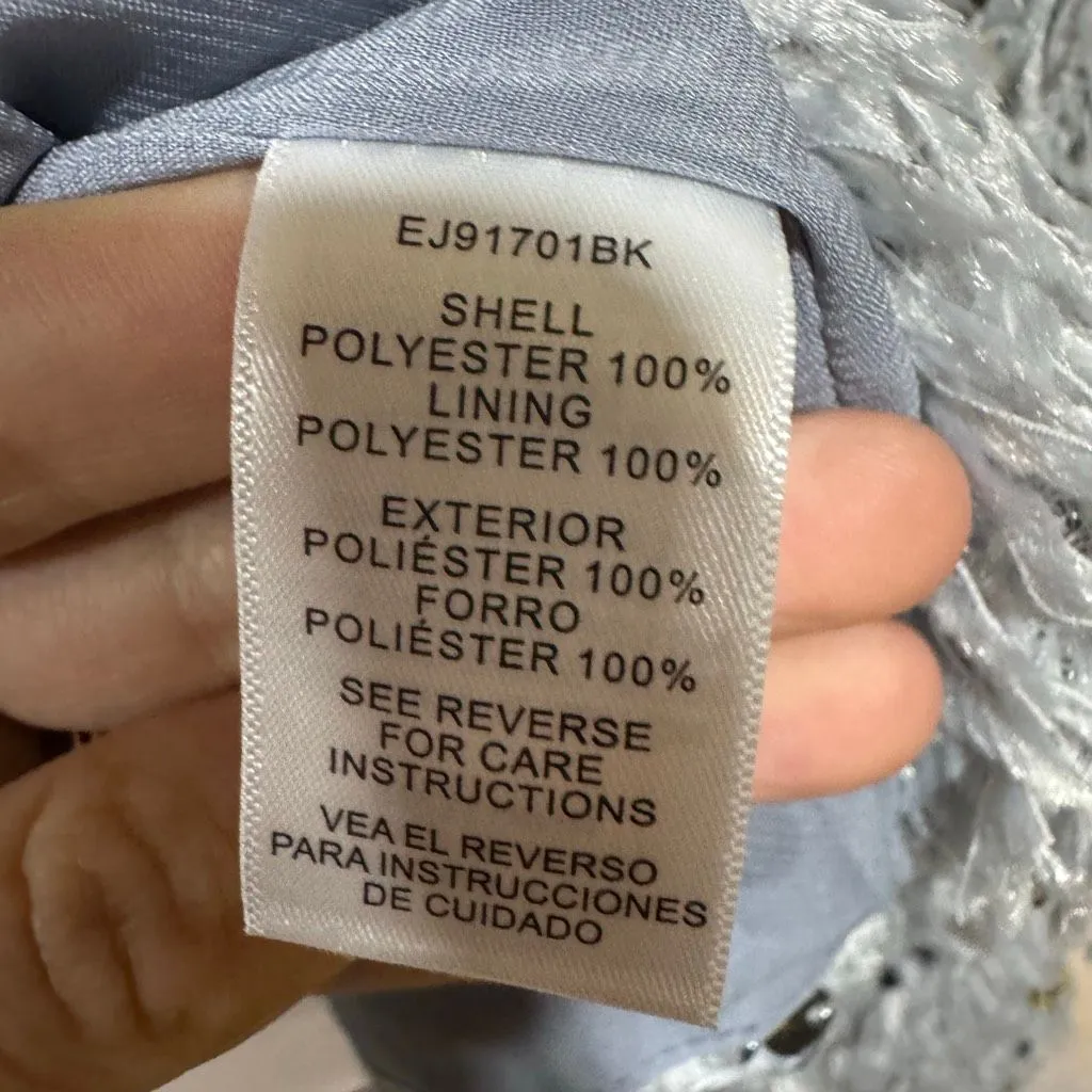 New Evita Glitter Feather Cardi Silver Size L - Image 6