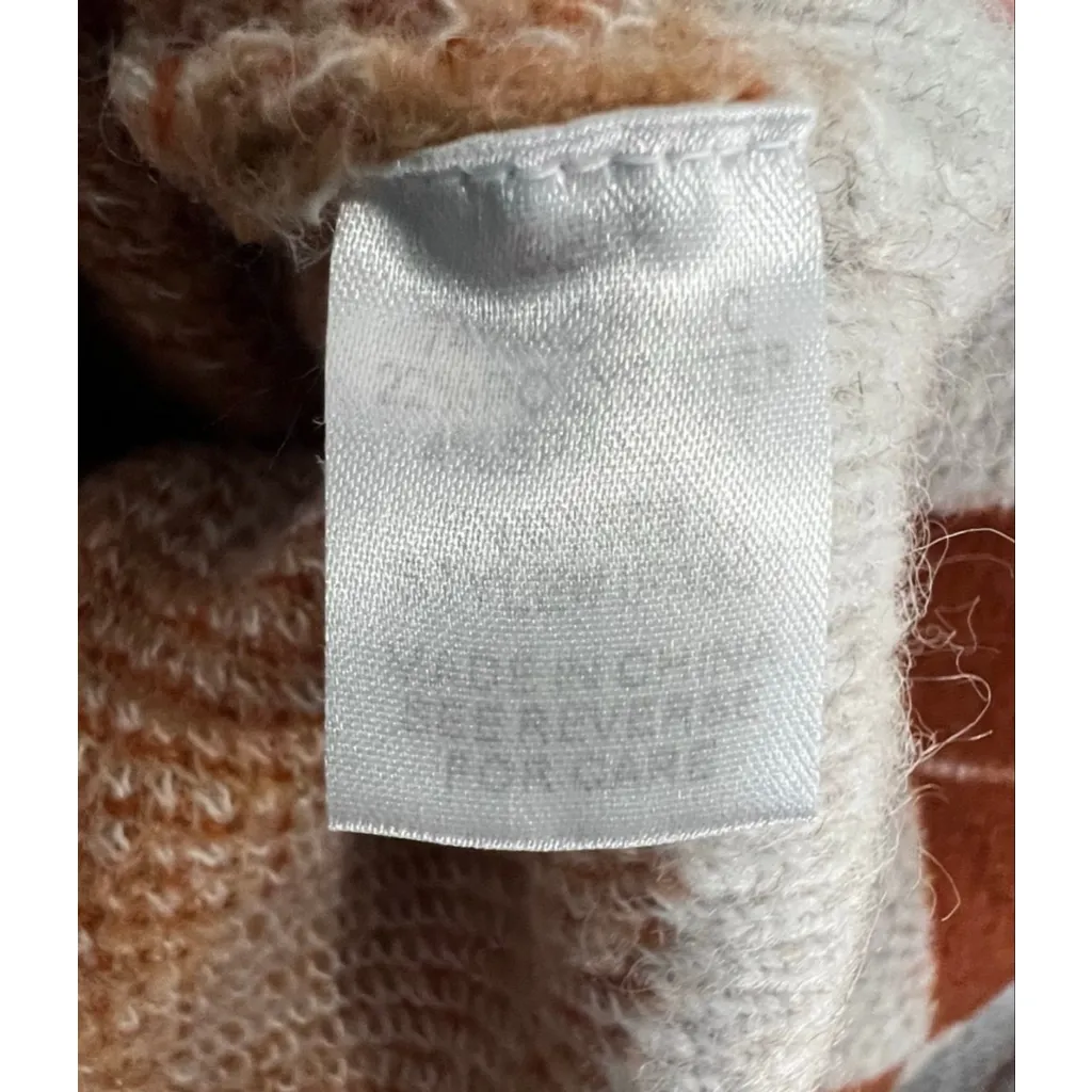 Bibi Cream And Orange Argyle Plaid Fall Knit Pullover Sweater Size L - Image 4