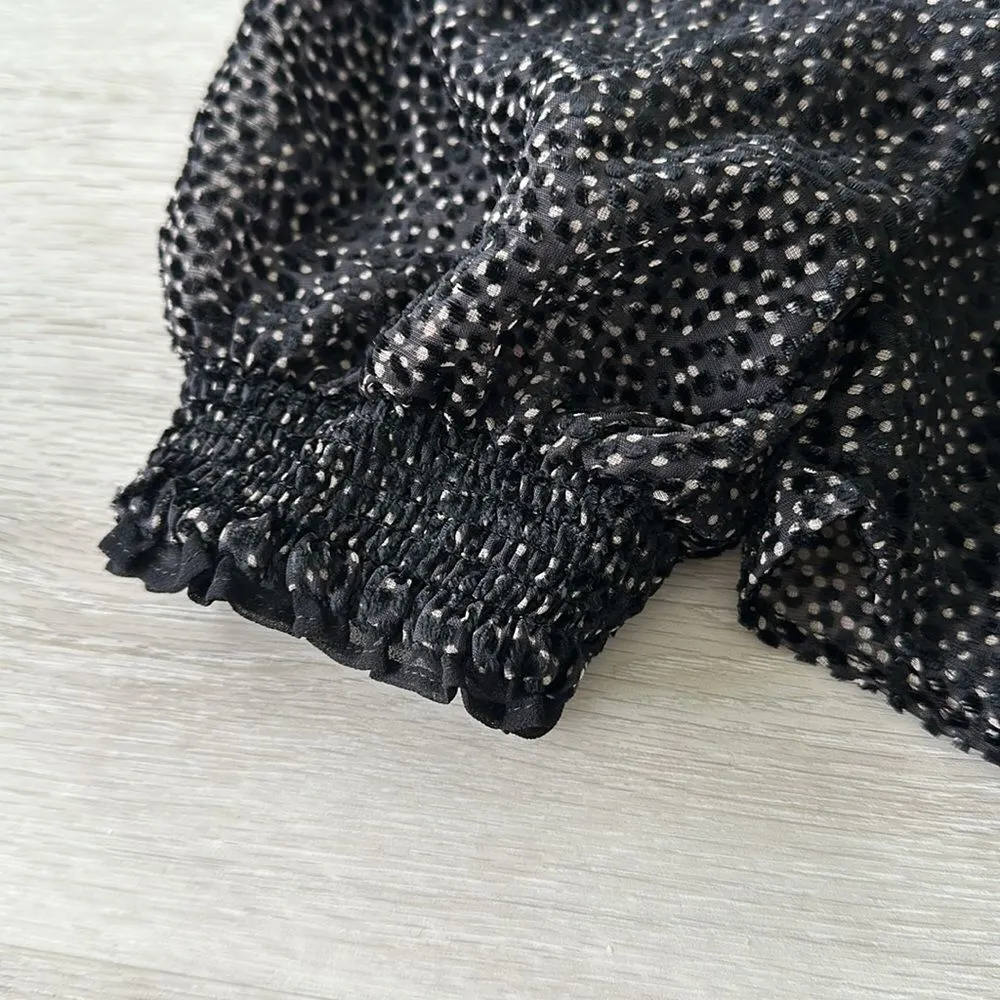 White House Black Market Off the Shoulder Blouse Black L EUC - Image 6