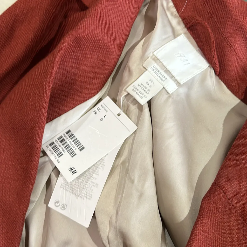 NWT H&M Linen Blend Relaxed Fit Blazer Rust Blazer - Image 6