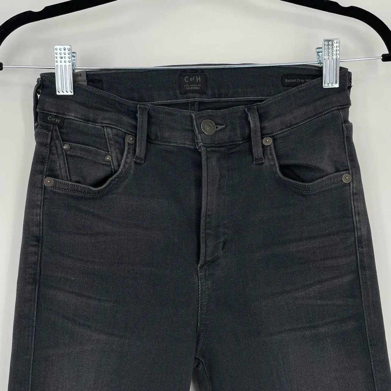 Citizens Of Humanity‎ Women's Black Rocket Crop High Rise Skinny Jeans Size 24 - Image 7