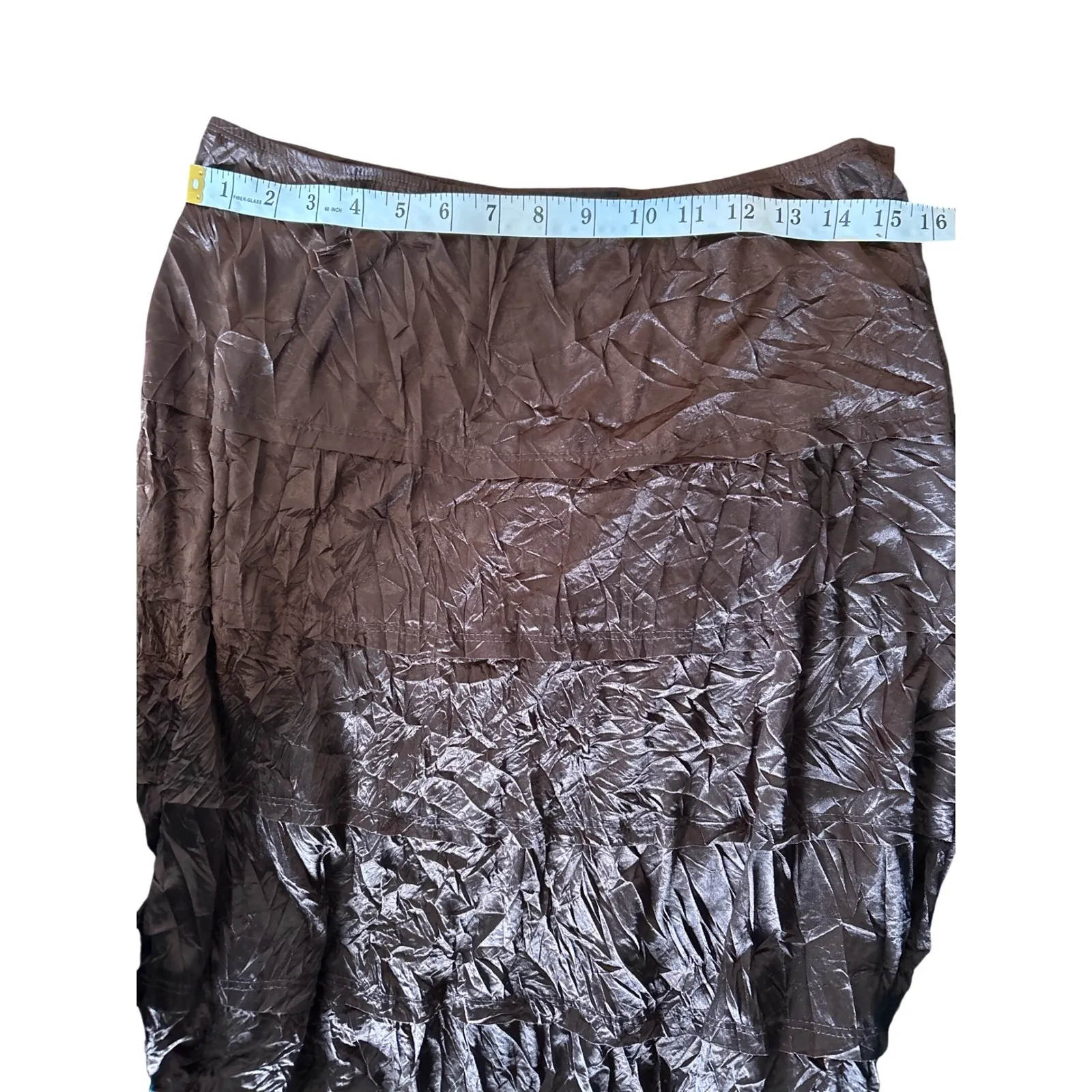 A BYER Brown Tiered Crinkle Textured Maxi Skirt Women Size Med Slip Lightweight - Image 3