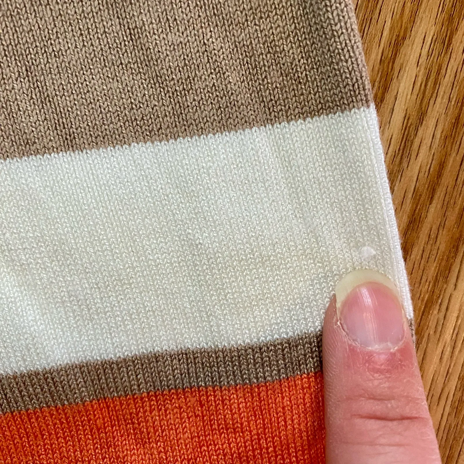 Cupio Tan White Striped Sweater Top Womens Medium - Image 5