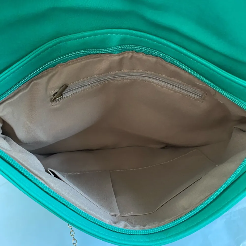 Green Faux Leather Spike Stitch Boho Crossbody Bag - Image 8