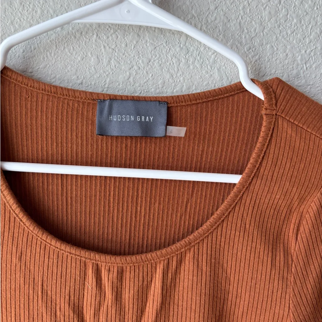 Orange Ruched Crop Blouse - Image 3