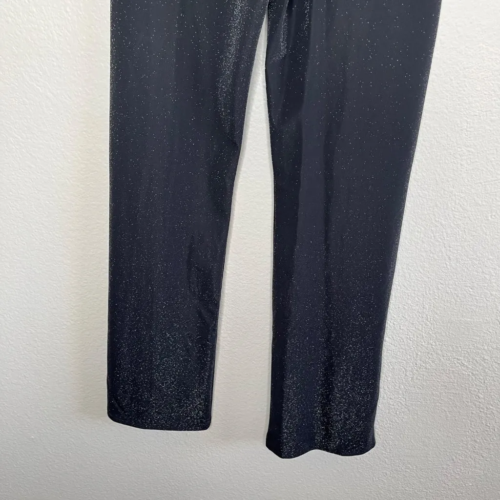 Yitty Black Sparkle Shimmer Relaxed Split Hem Activewear Leggings Medium - Image 4