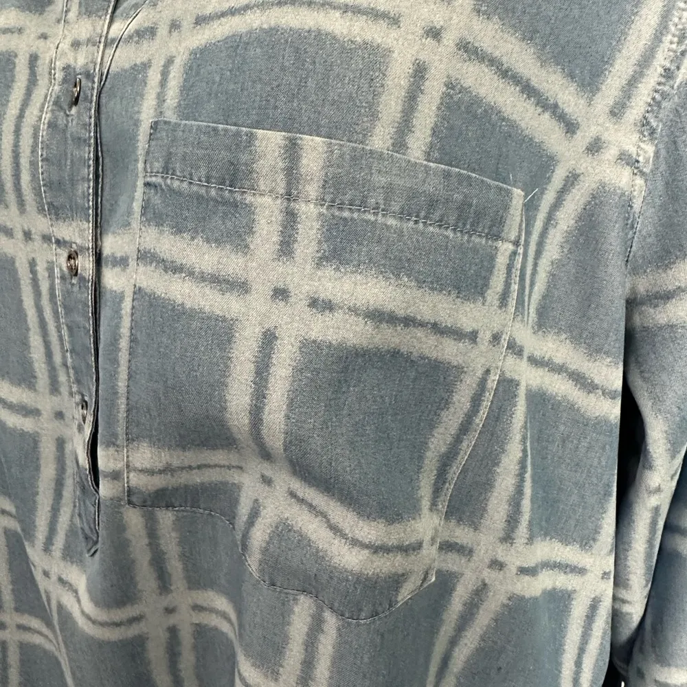 Cato Plus Size Checkered Denim Blue Shirt (838) - Image 7