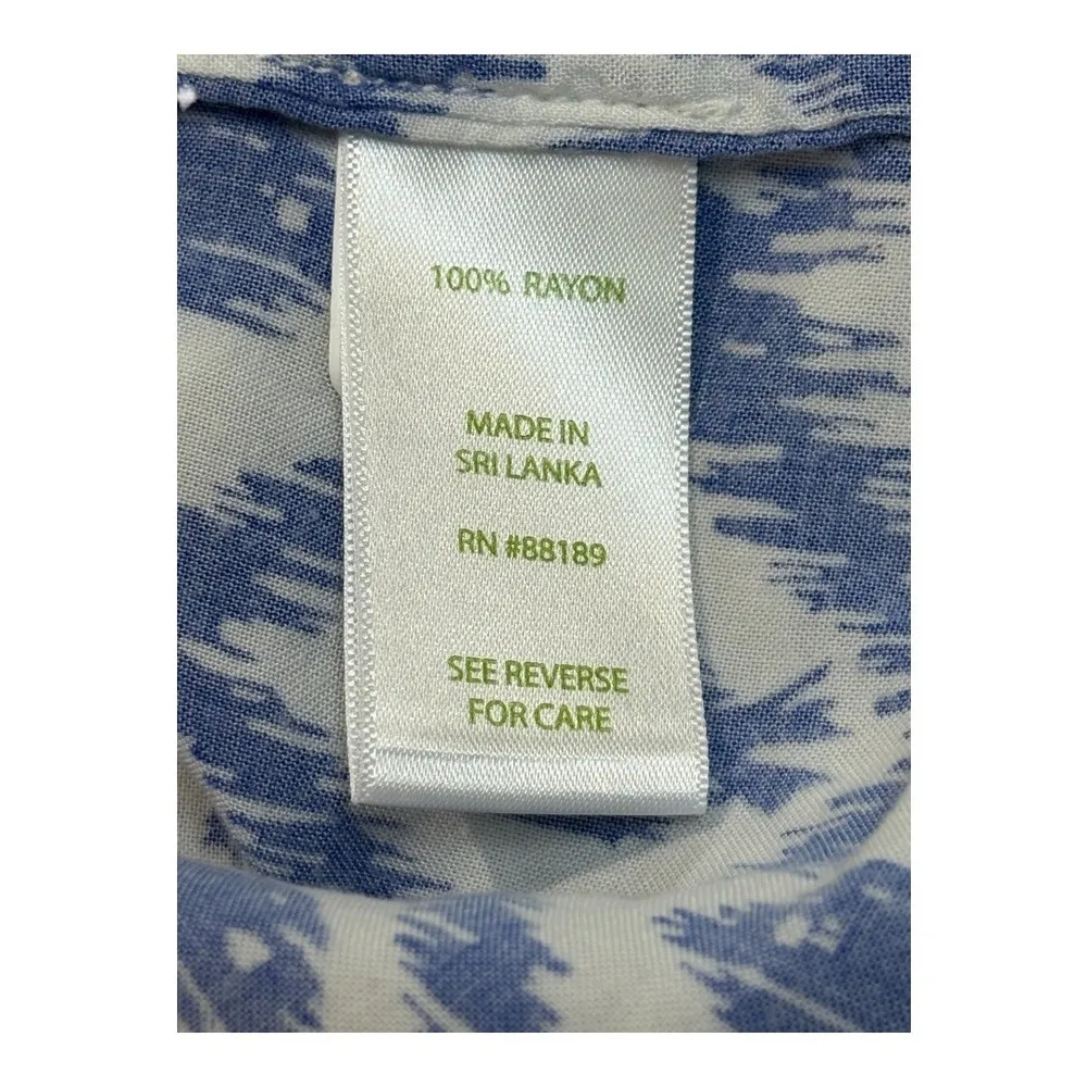 Lilly Pulitzer Sarasota Tunic Top Blue White Ikat Print 3/4 Sleeve Women Size XS - Image 12