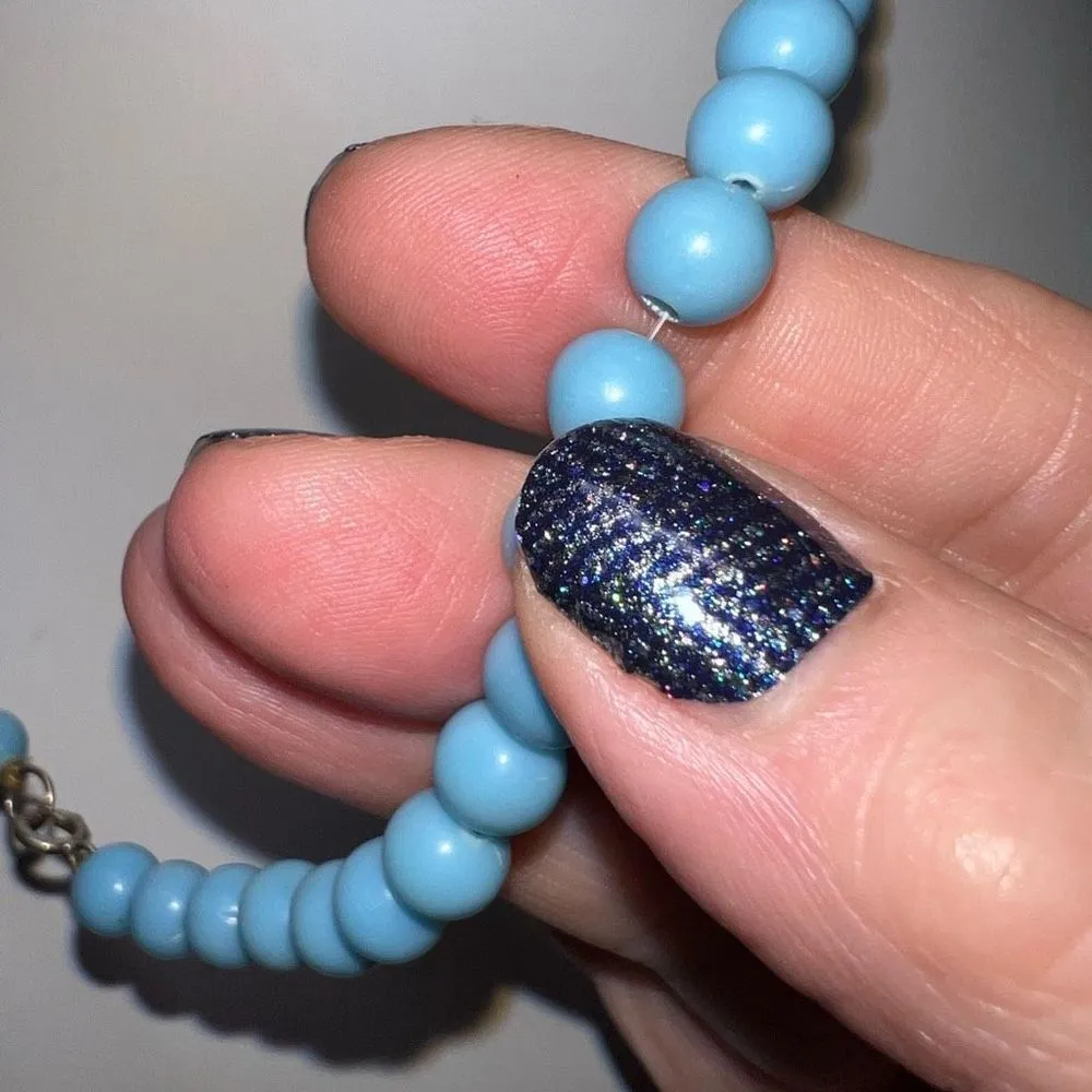 Vintage Powder Blue Plastic‎ Bead Necklace Blue - Image 6