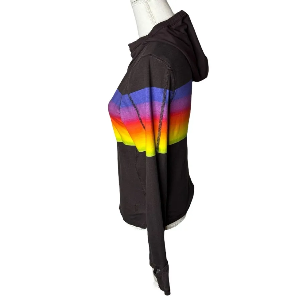 Free People Movement Huddle Printed Layer Rainbow Hoodie Medium - Image 5