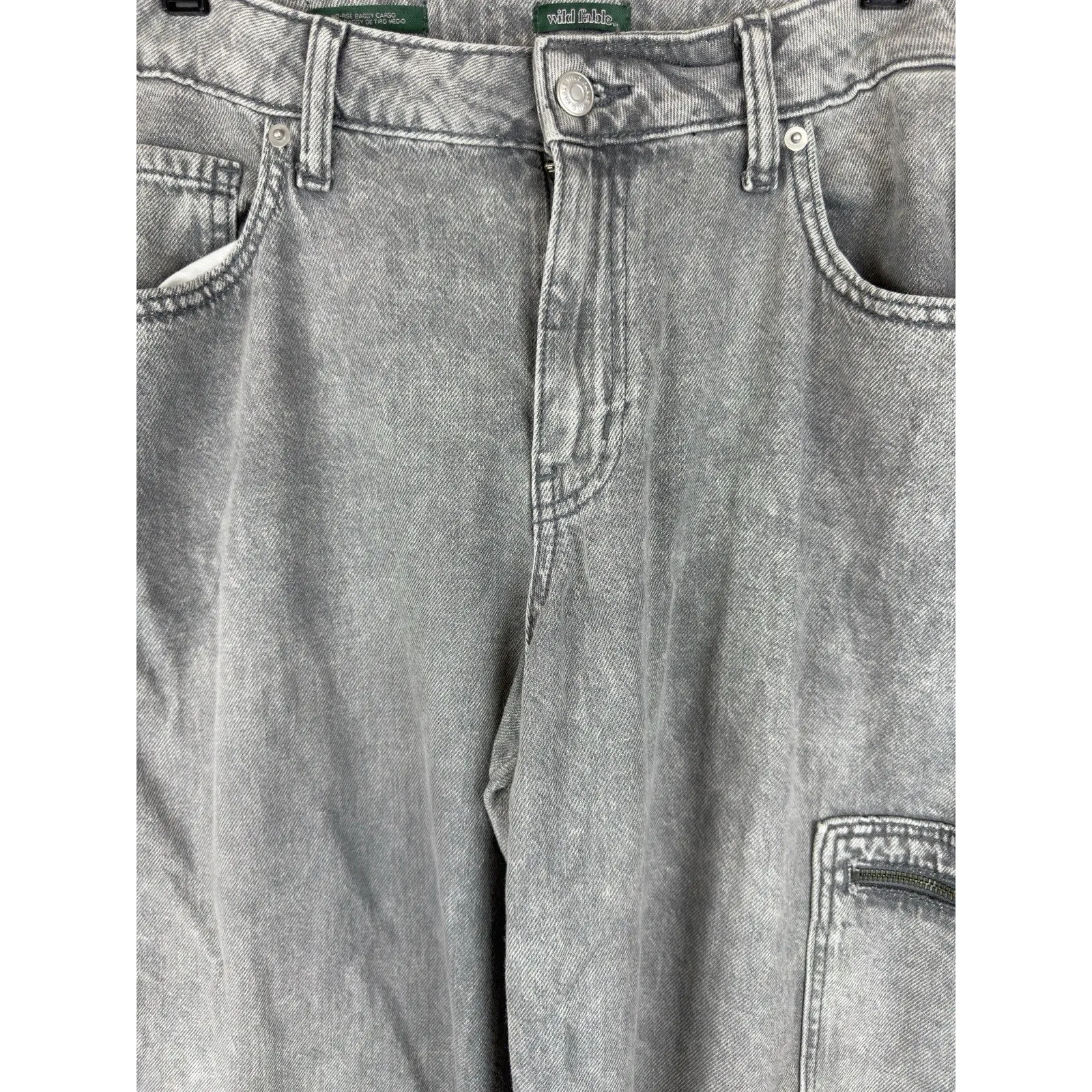 Wild Fable Women’s Mid-Rise Wide Leg Cargo Baggy Jeans Size 10 gray wash New - Image 4