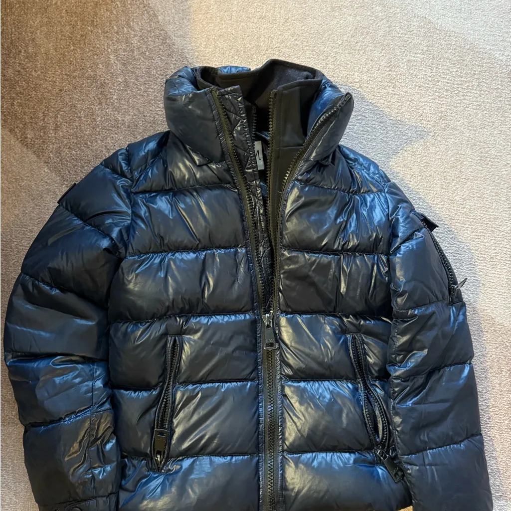 SAM. Black Down Puffer Jacket Blue Size XS - Image 2
