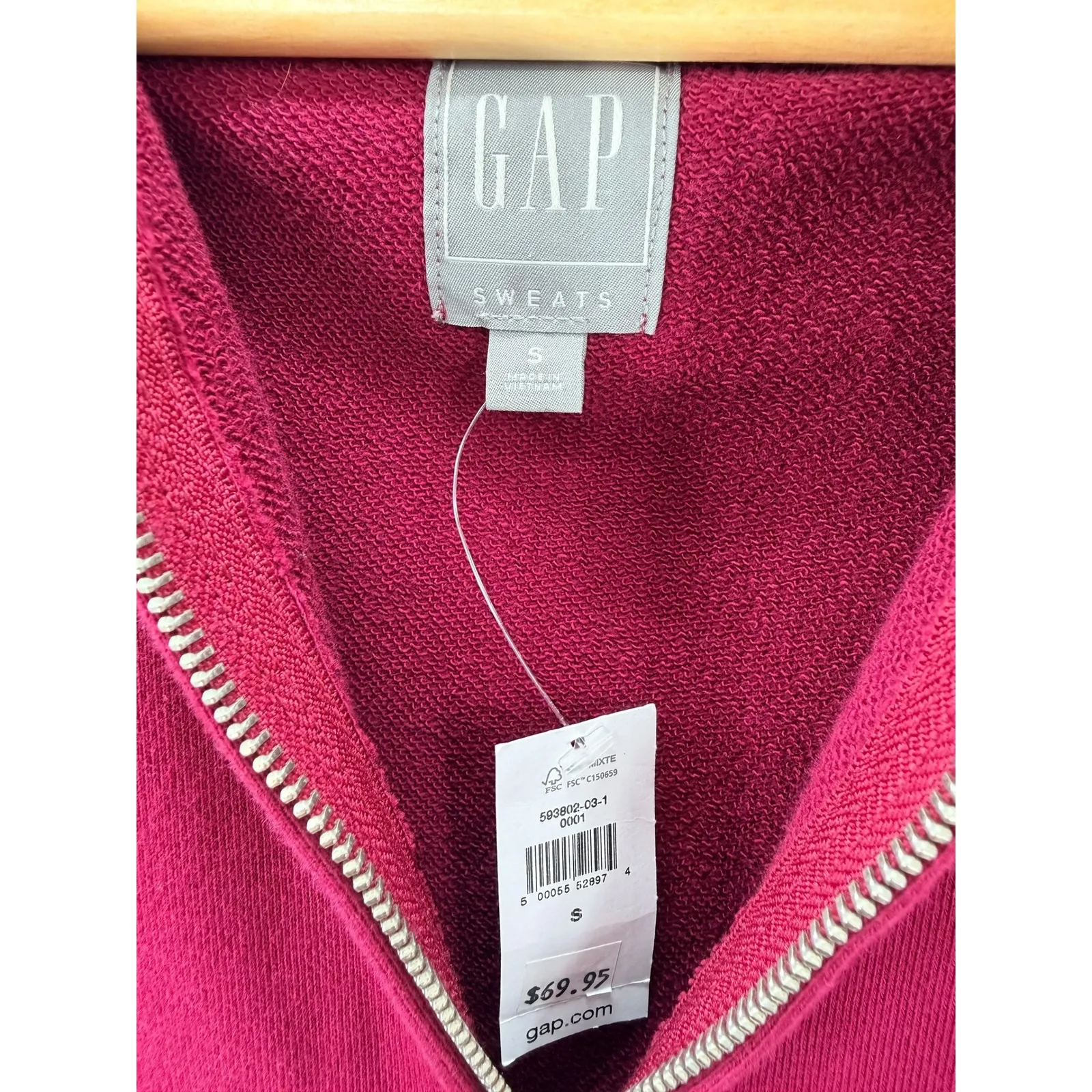 GAP Sweats Quarter Zip Sweatshirt Dress Pink Magenta Cozy Athleisure Casual S - Image 4