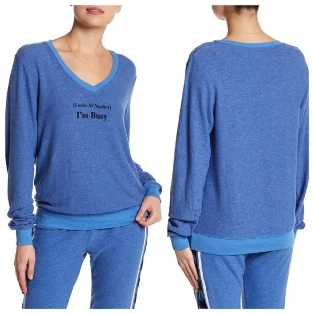 NWT Wildfox Looks at Nachos I'm Busy Blue Knit Top Sweater XS - Image 5