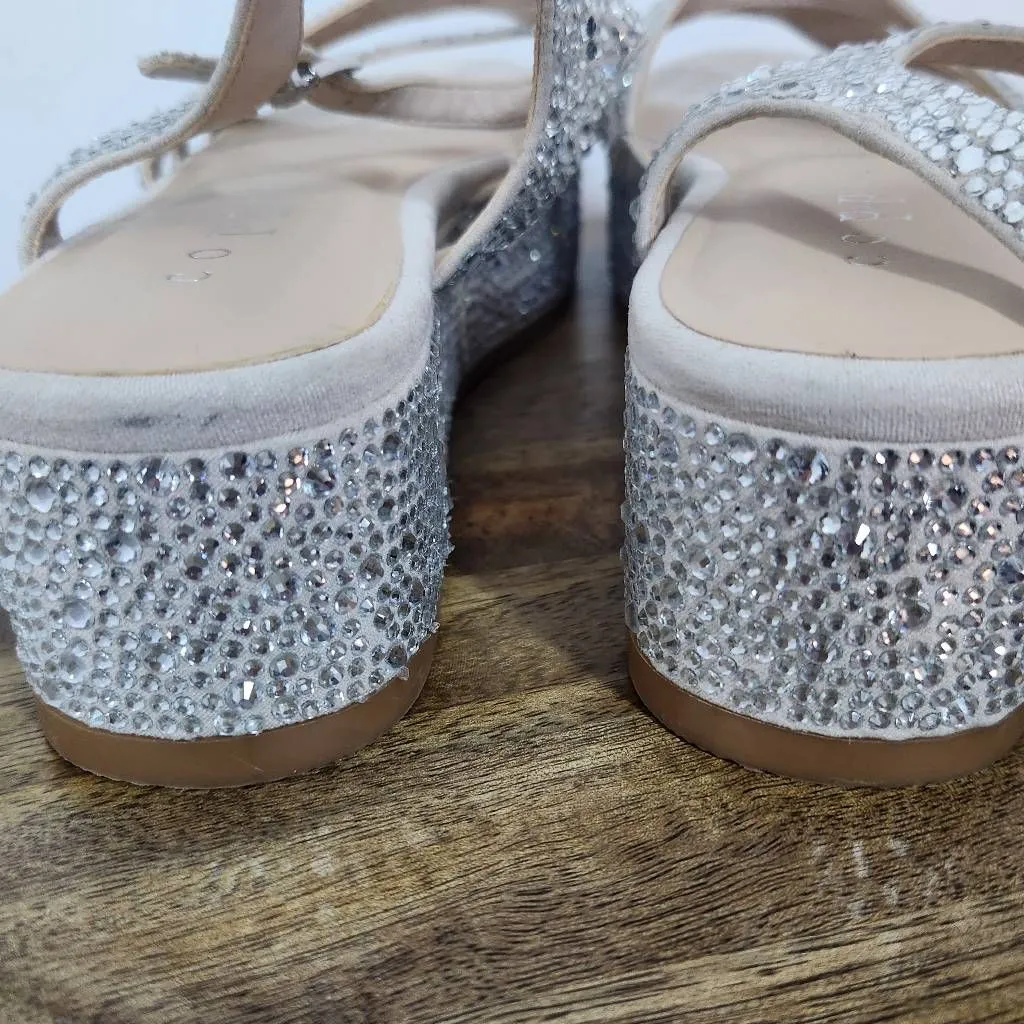 Copper Key  Silver Rhinestone Platform Sandals Size 10 - Image 5