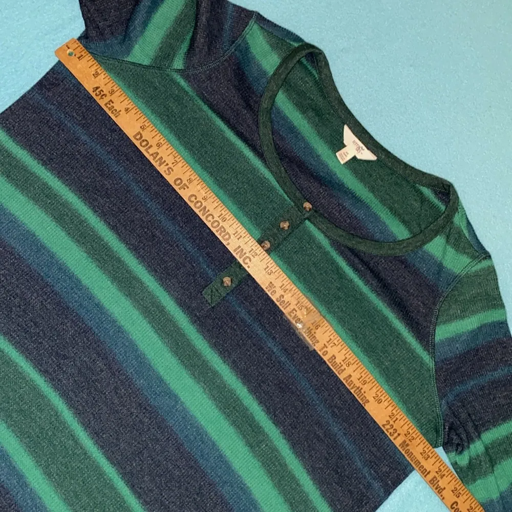 TERRA & SKY henley long sleeve waffle thermal pullover green blue top size 14W - Image 11
