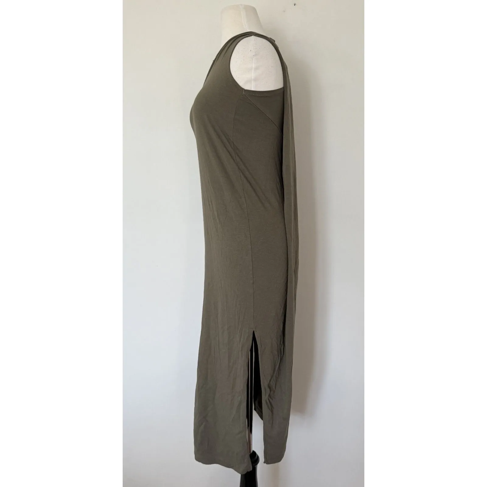 Cuyana Drape Back Slit Sage Green Pima Cotton Sustainable T-shirt Dress Sz S/M - Image 4