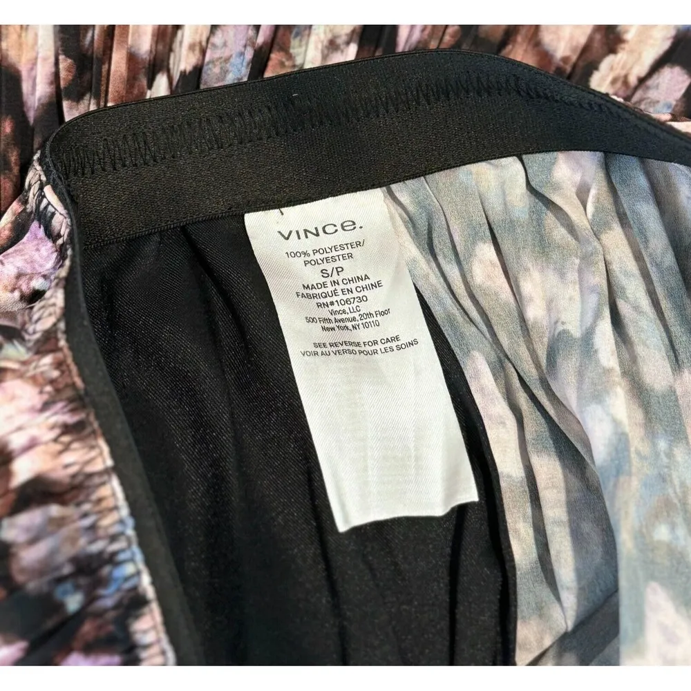 Vince Women Pants Black Brown Floral Pleated Culotte Hi Rise Wide Leg Boho Small - Image 8