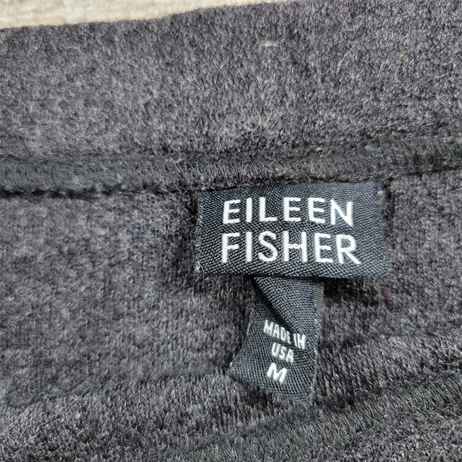 Eileen Fisher Wool Midi Skirt Medium Heather Gray Knit Elastic Waist USA - Image 2
