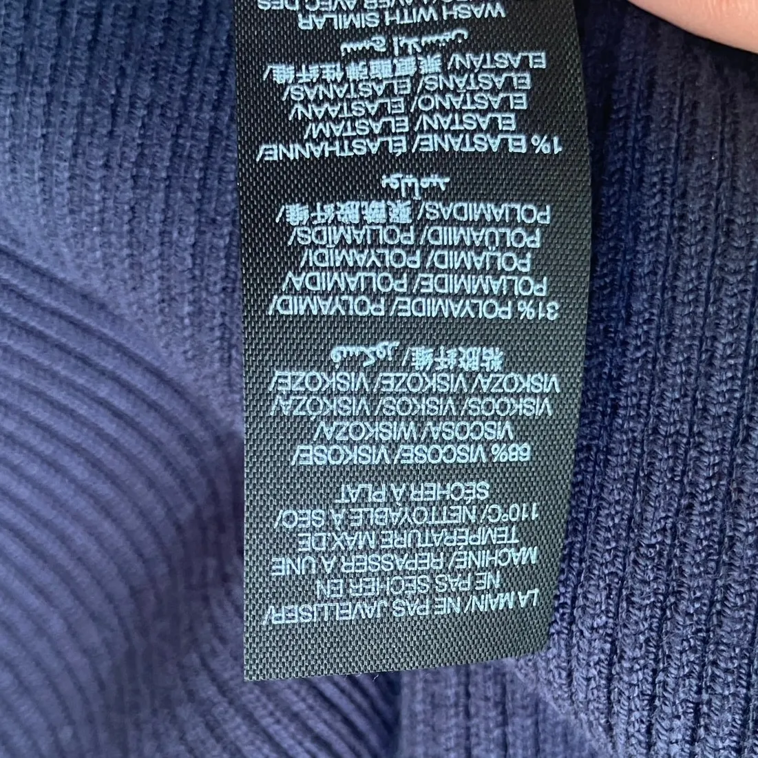 Sweaty Betty Frame Knitted MIDI Dress Sz NWT Navy Funnel Neck Ribbed Athleisure - Image 12